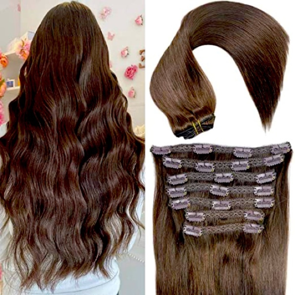 HUMAN HAIR Lace Base Clip In Hair Extensions Thick ends Double Wefted Remy Hair